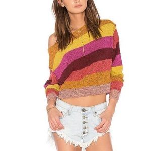 Free people candyland colorful striped pullover sweater size medium